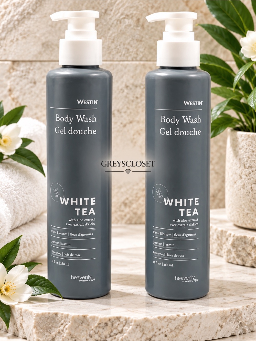 (2 PACK) BODY WASH WHITE TEA WITH ALOE 360ml/12 fl oz.